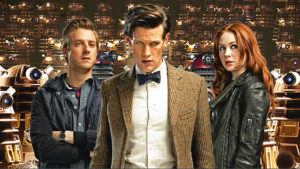 Current Doctor Who lead Matt Smith, with married man Rory Williams and married woman Amy Williams (née Pond).